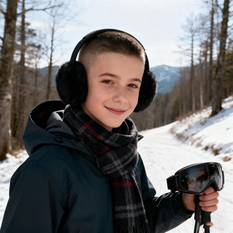 KDVOG Store Kids Winter Earmuffs Classic Foldable Warm Ear Muff Cute Furry Ear Warmers Cold Weather Plush Ear Covers for Boys Girls - Image 3